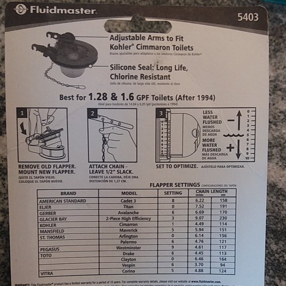 Fluidmaster 5403 water saving long life toilet flapper for 3 inch flash valves, - Picture 3 of 4